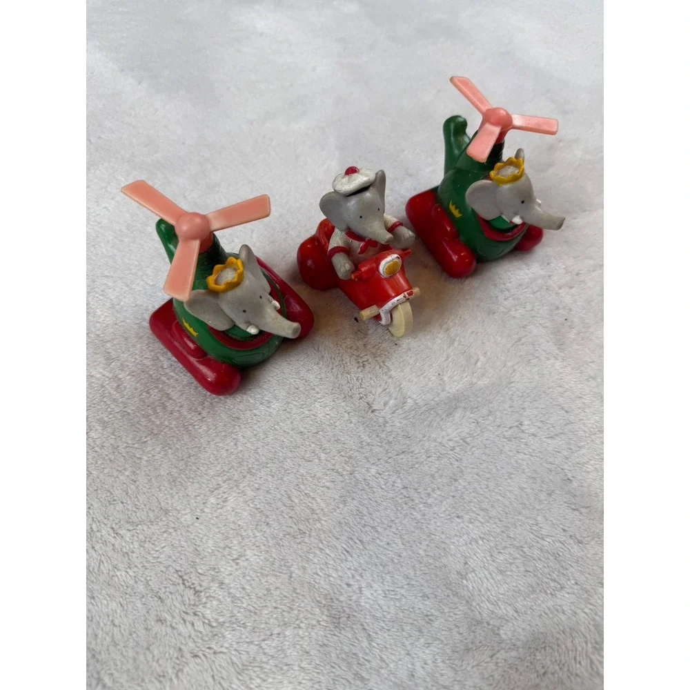 Vintage Arbys Babar Elephant Toys 1990 Lot Of 3 Helicopter‎ Motorcycle
